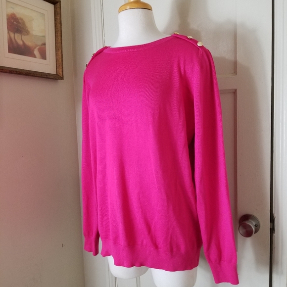 BY DESIGN NORDSTROM NWT XL pink peacock long sleeve pull over sweater - Picture 2 of 8